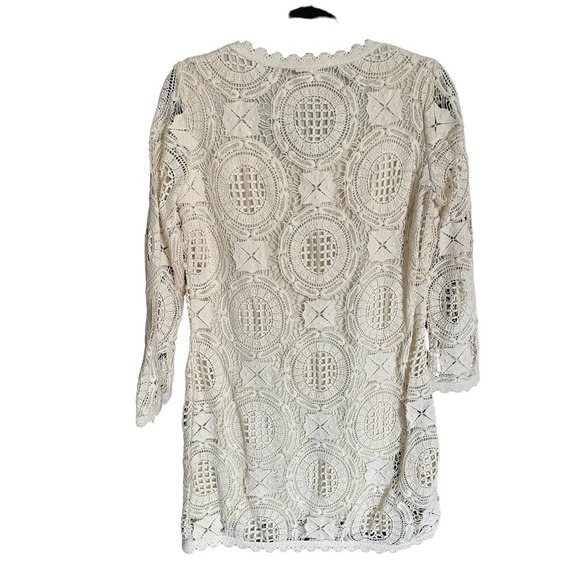 French Connection Lark Rise Lace Dress Scalloped Crochet Trim Size 4 Cream - Picture 6 of 9